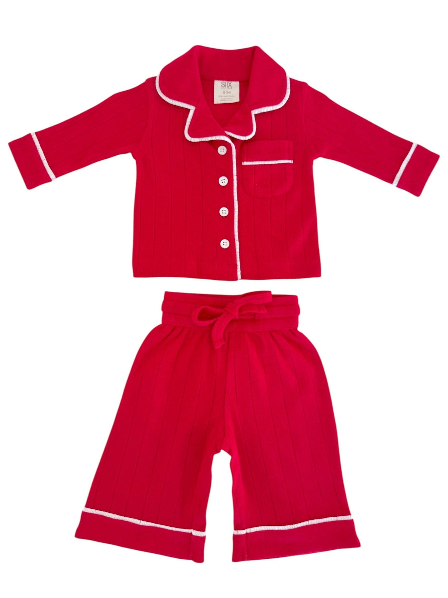 Organic Cotton Pointelle Lounge Set- Red