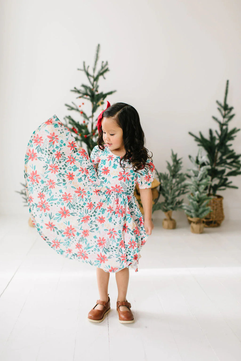 Puff Dress in Holiday Floral