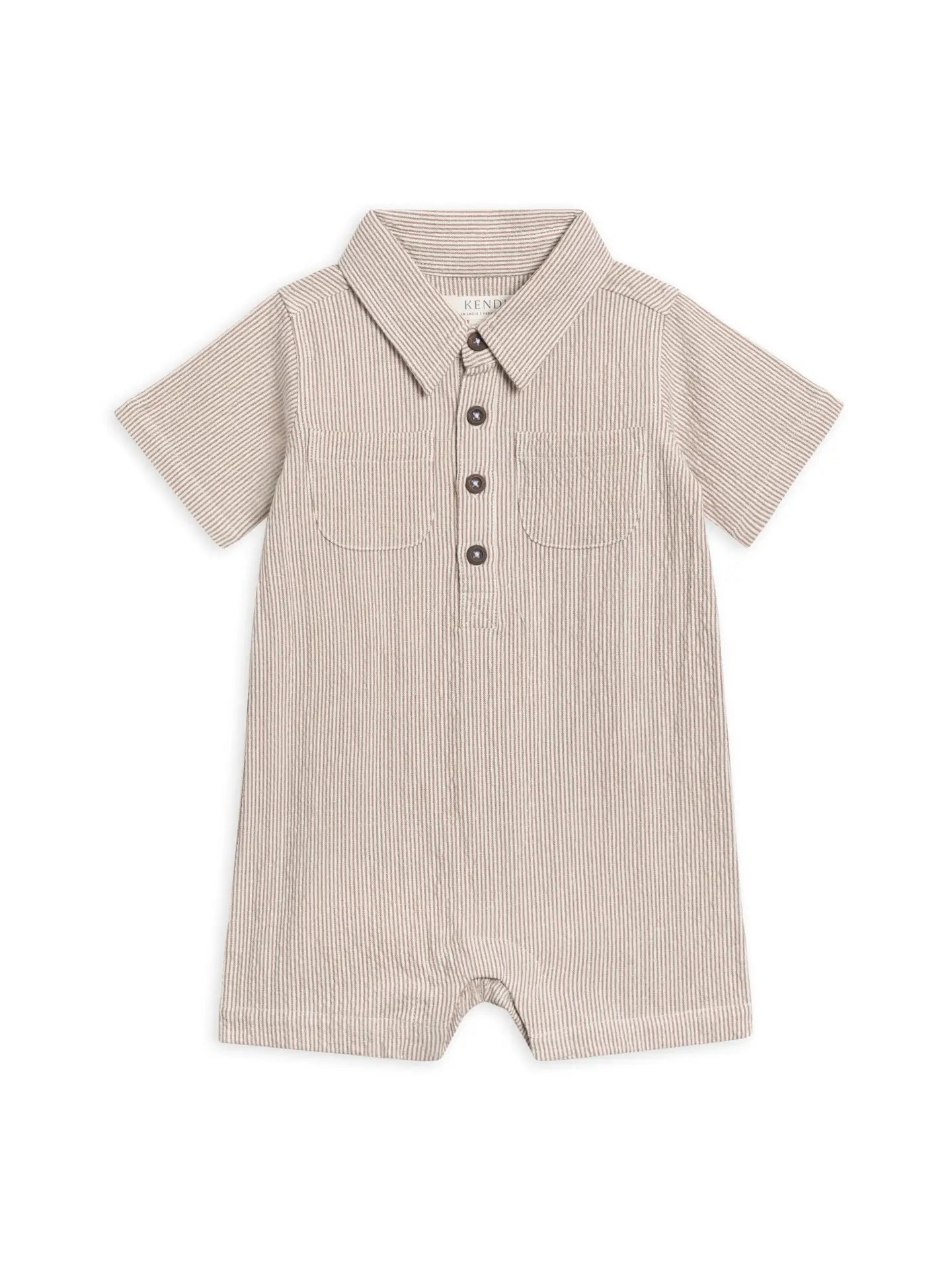 Organic Cotton Seersucker Collared Romper