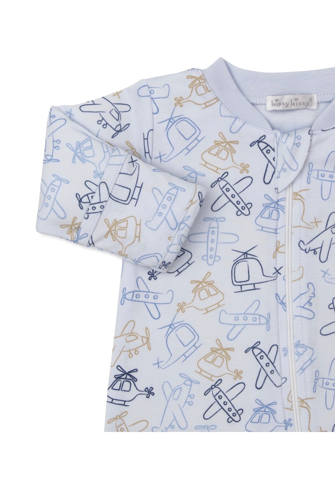 Pima Cotton Zipper Footie- Air Travel