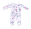Bamboo Ruffle Footie- Pink Golf Carts