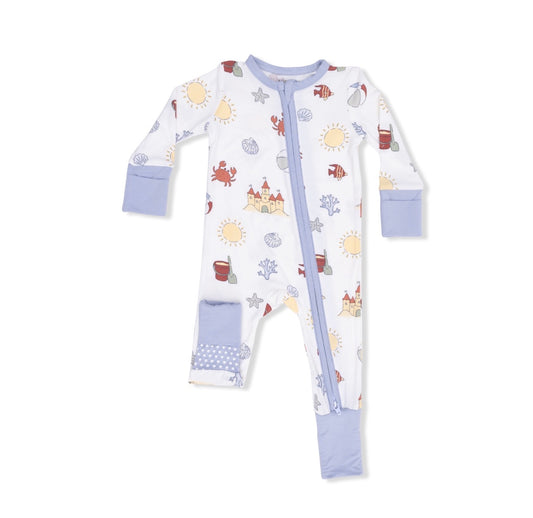 2-Way Zip Bamboo Romper- Sand Castle