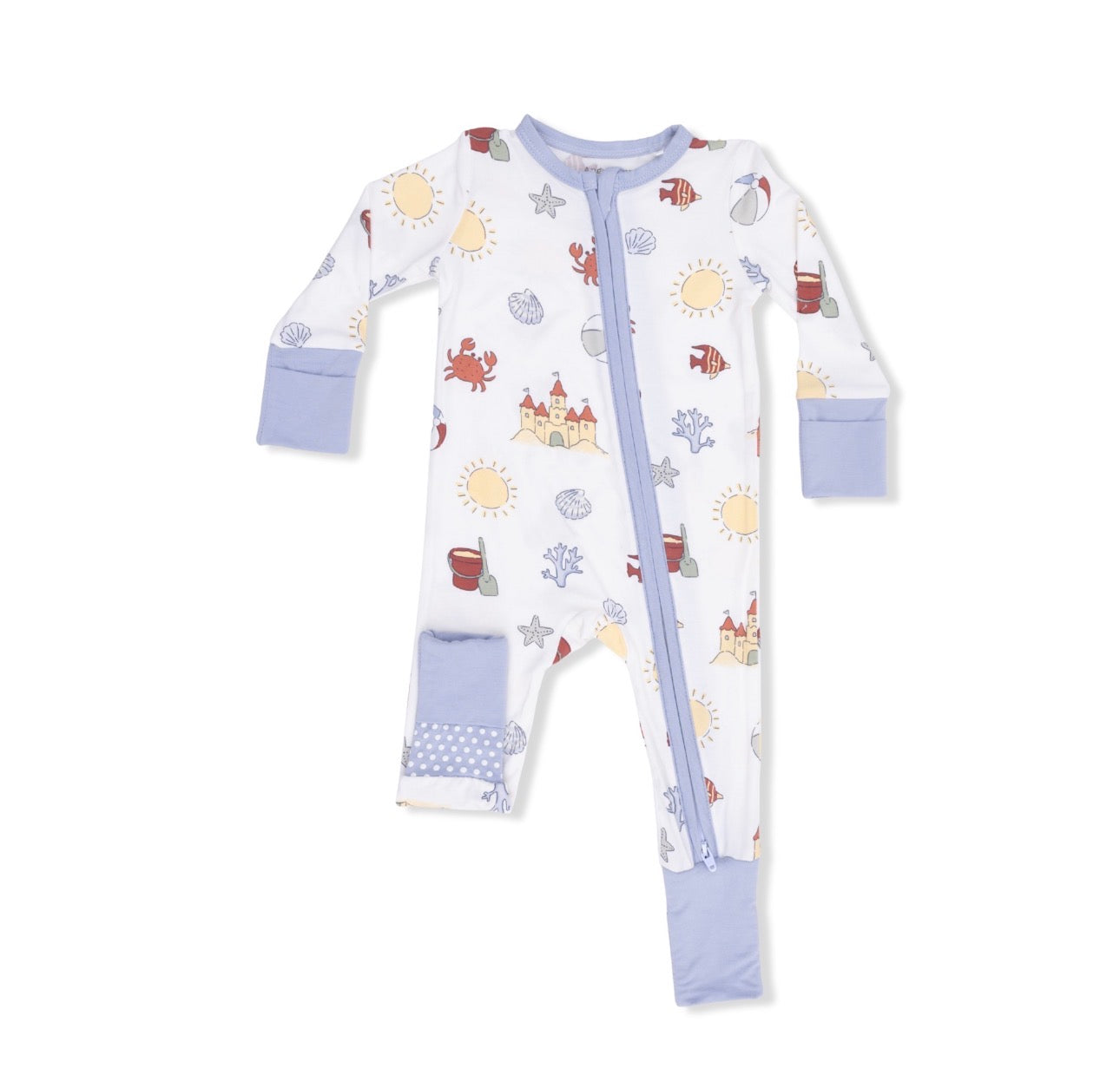 2-Way Zip Bamboo Romper- Sand Castle