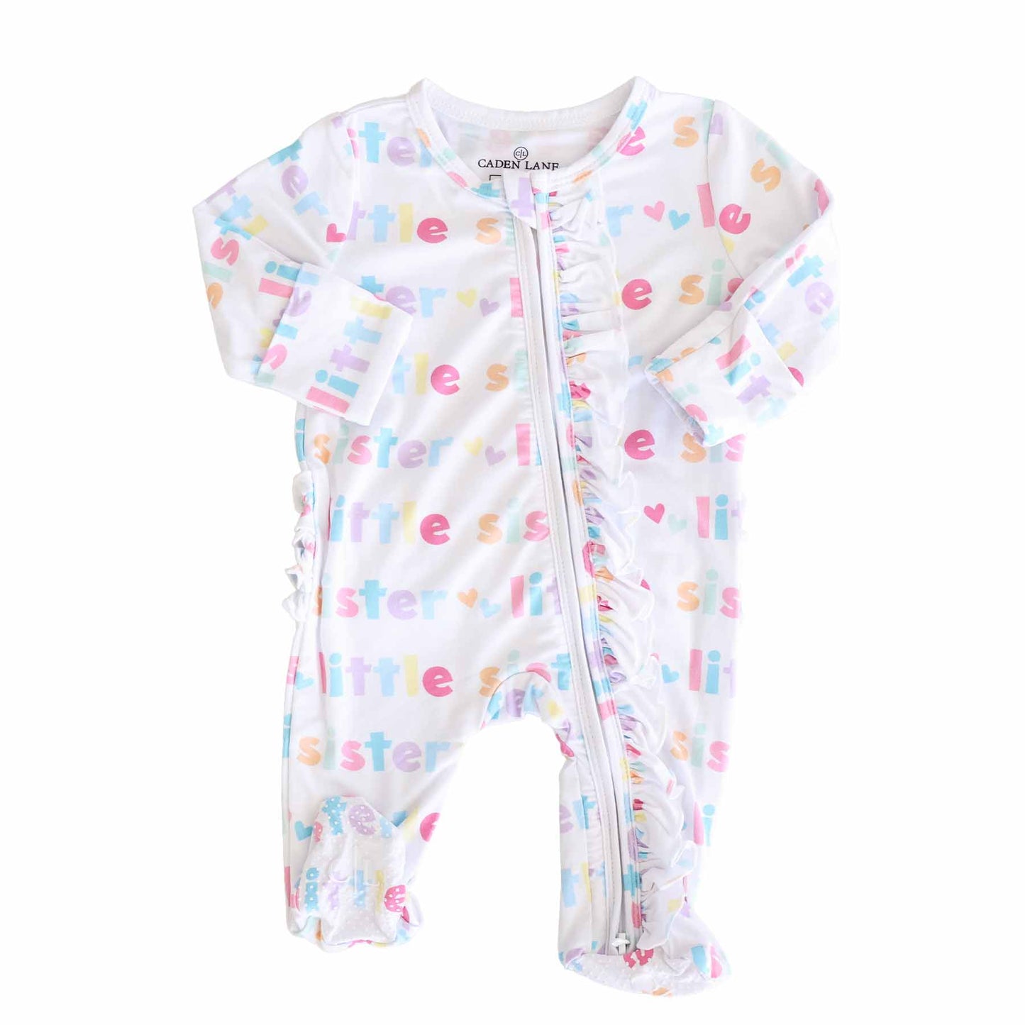 Bamboo Zipper Footie- Little Sister