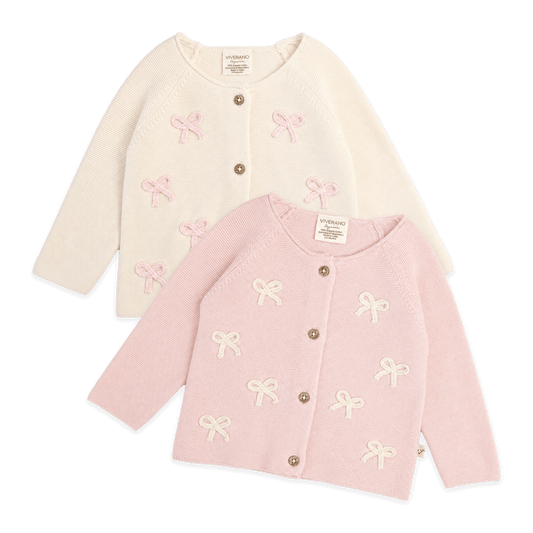 Zoe Bow Sweater Knit Baby Button Cardigan (Organic)