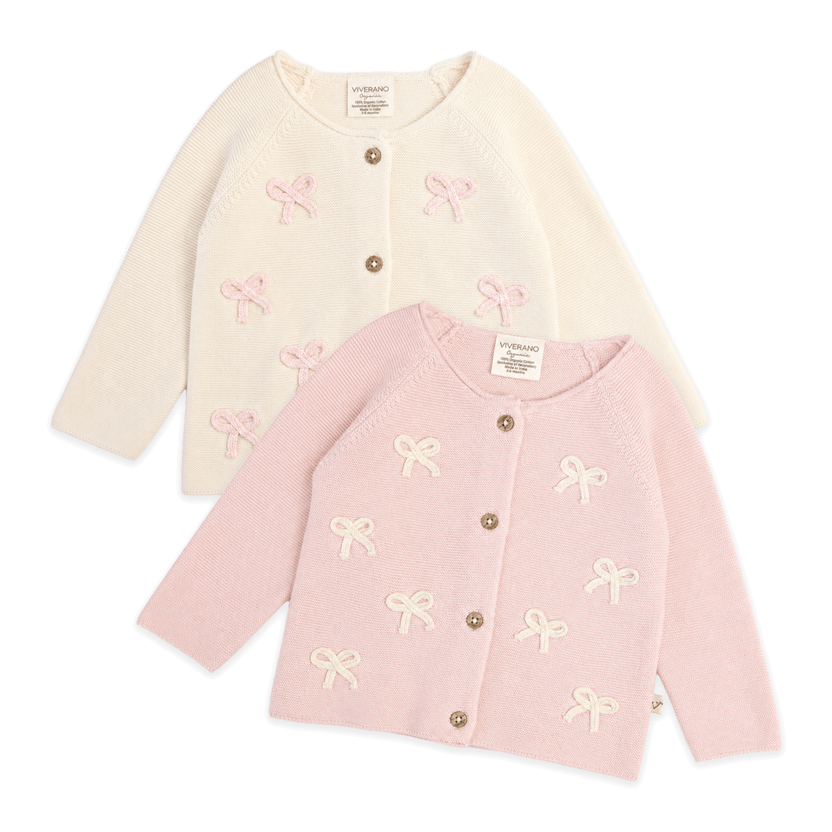 Zoe Bow Sweater Knit Baby Button Cardigan (Organic)
