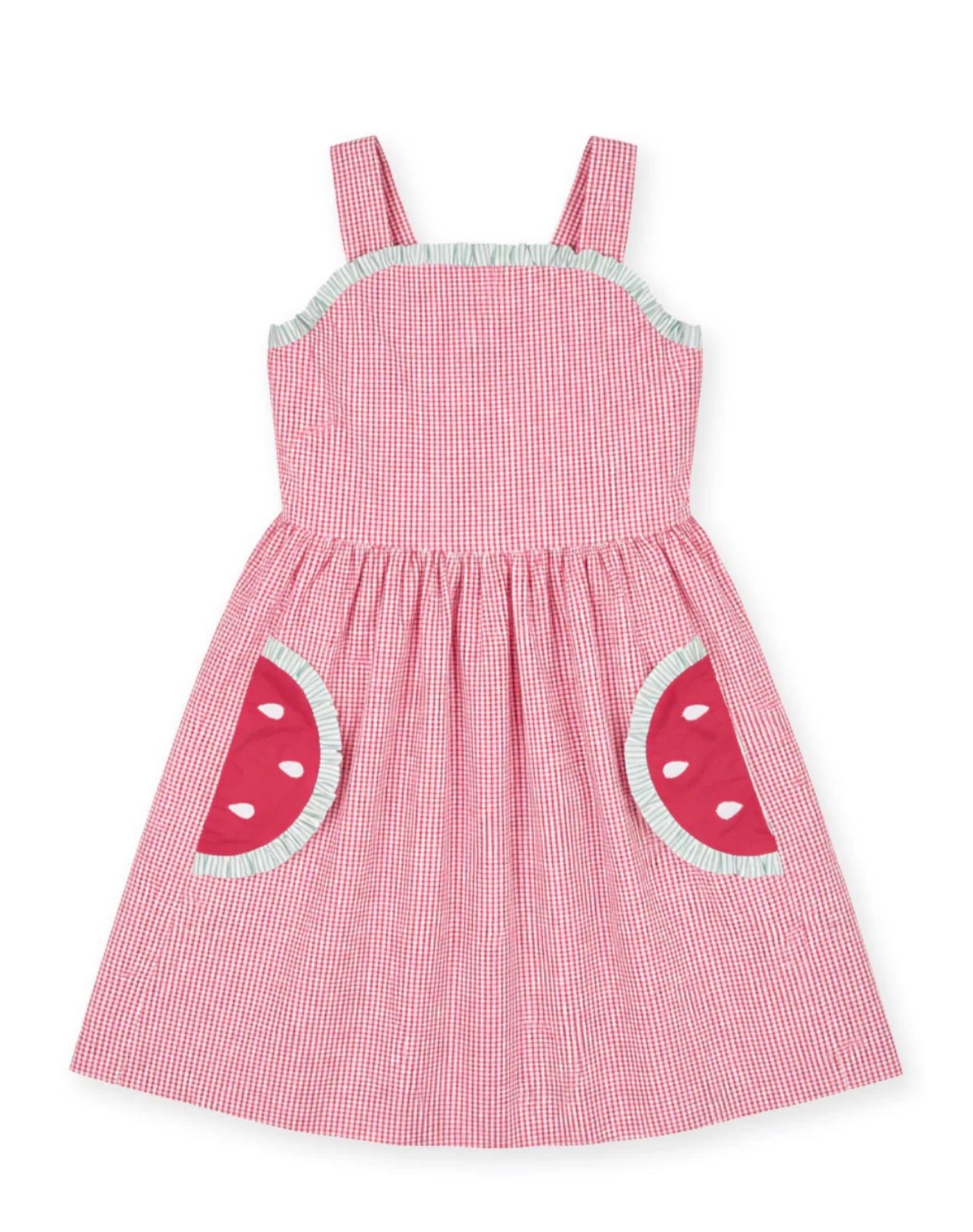 Check Seersucker Dress With Watermelon