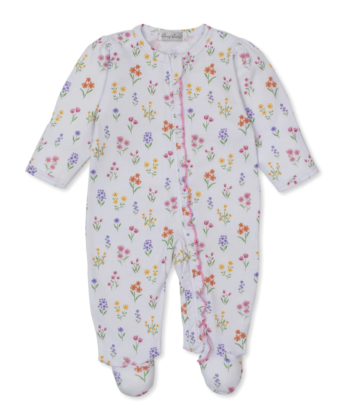 Pima Cotton Zip Footie- Wildflower