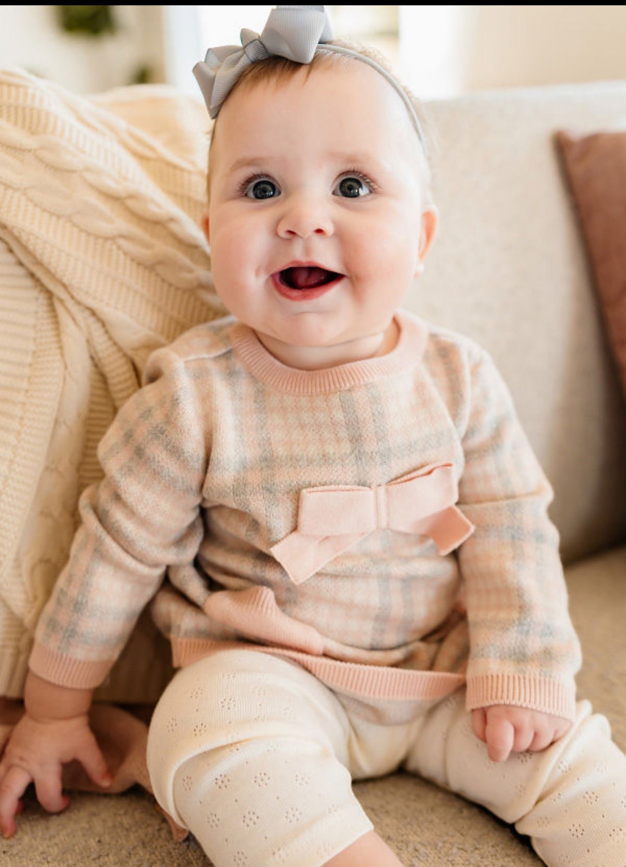 Organic Cotton Sophie Bow Checkered Dress