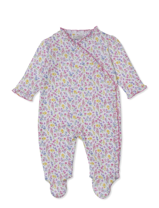 Pima Cotton Kimono Footie- Pastel Gardens