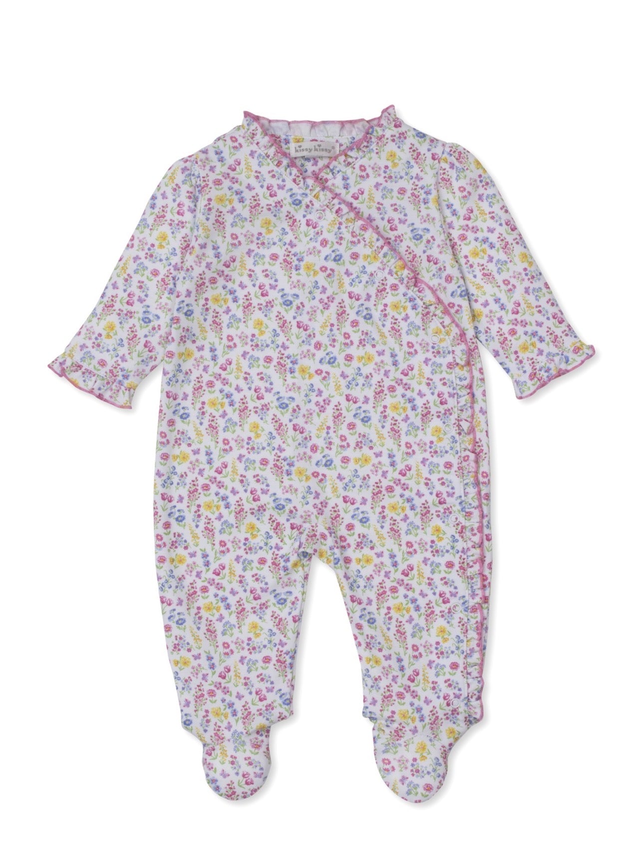 Pima Cotton Kimono Footie- Pastel Gardens