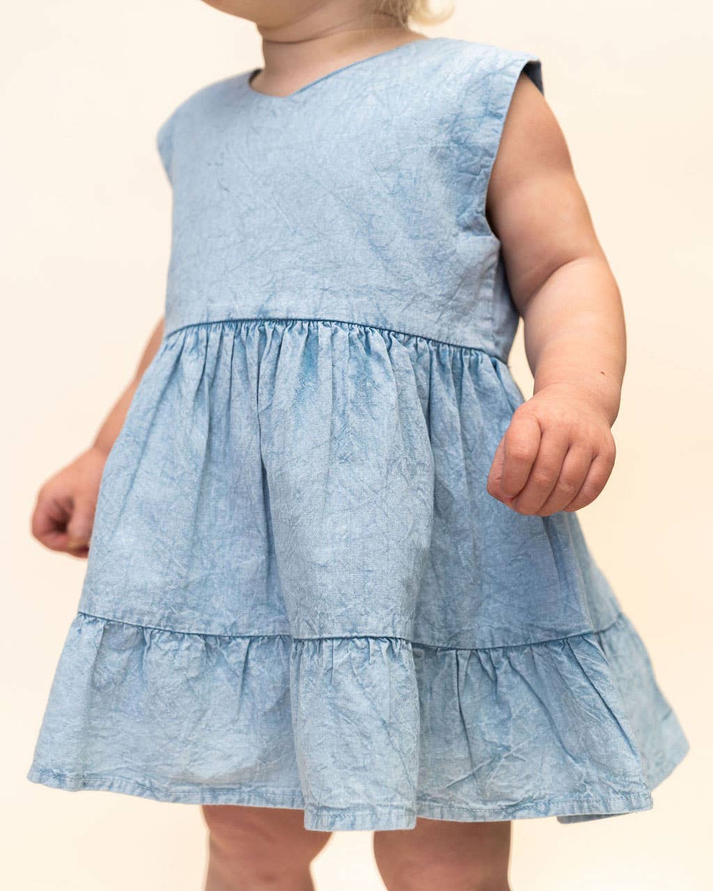 River Soft Hand-Dyed Denim Baby Dress + Bloomer (Organic)