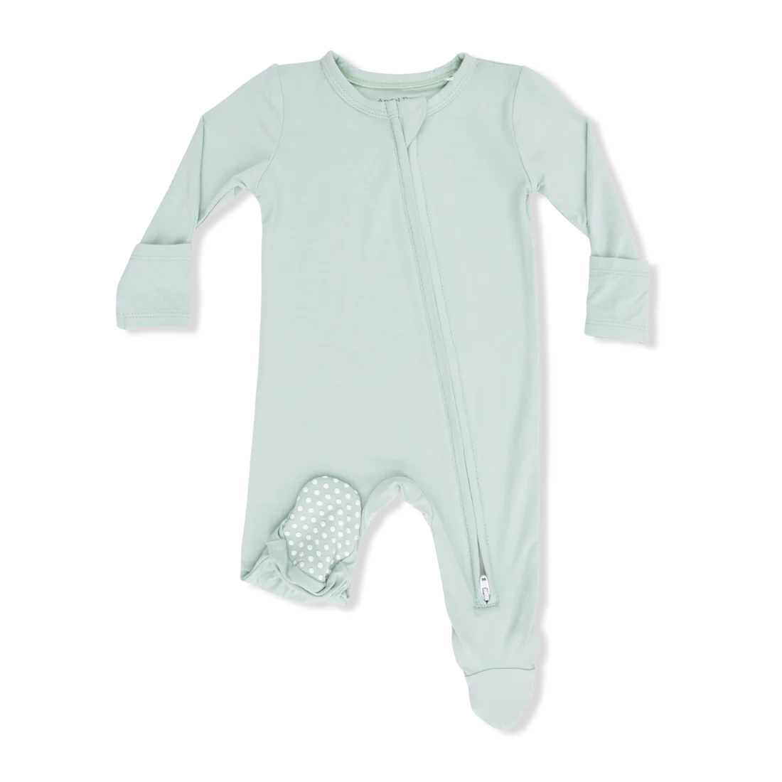Solid Cameo Green Zippy Footie