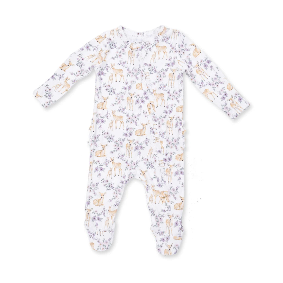 Floral Deer - 2 Way Ruffle Back Zipper Footie