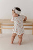 Bamboo Bodysuit Dress/Headband Set- Floral Chickens