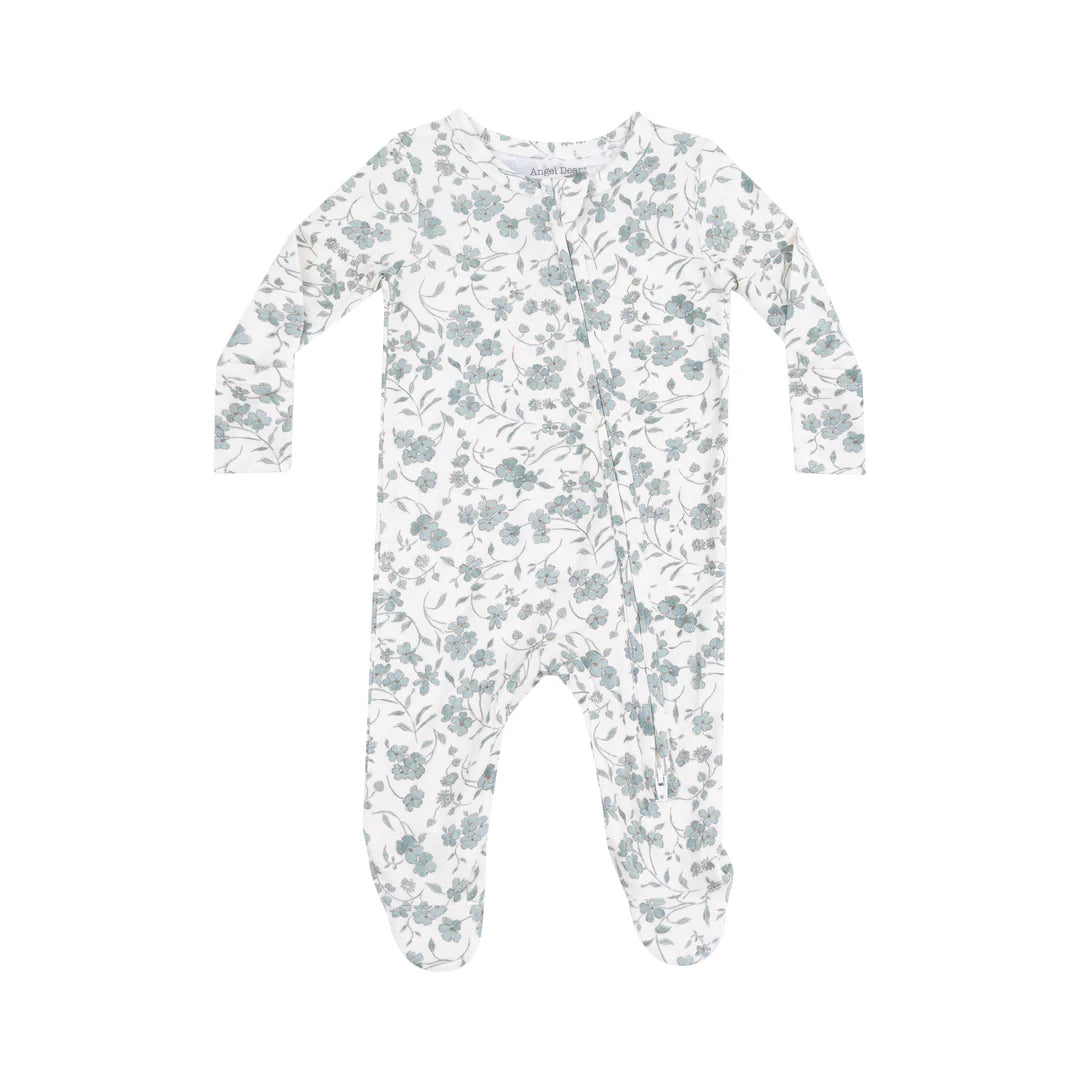 Bamboo Zipper Footie- Baby’s Breathe Floral