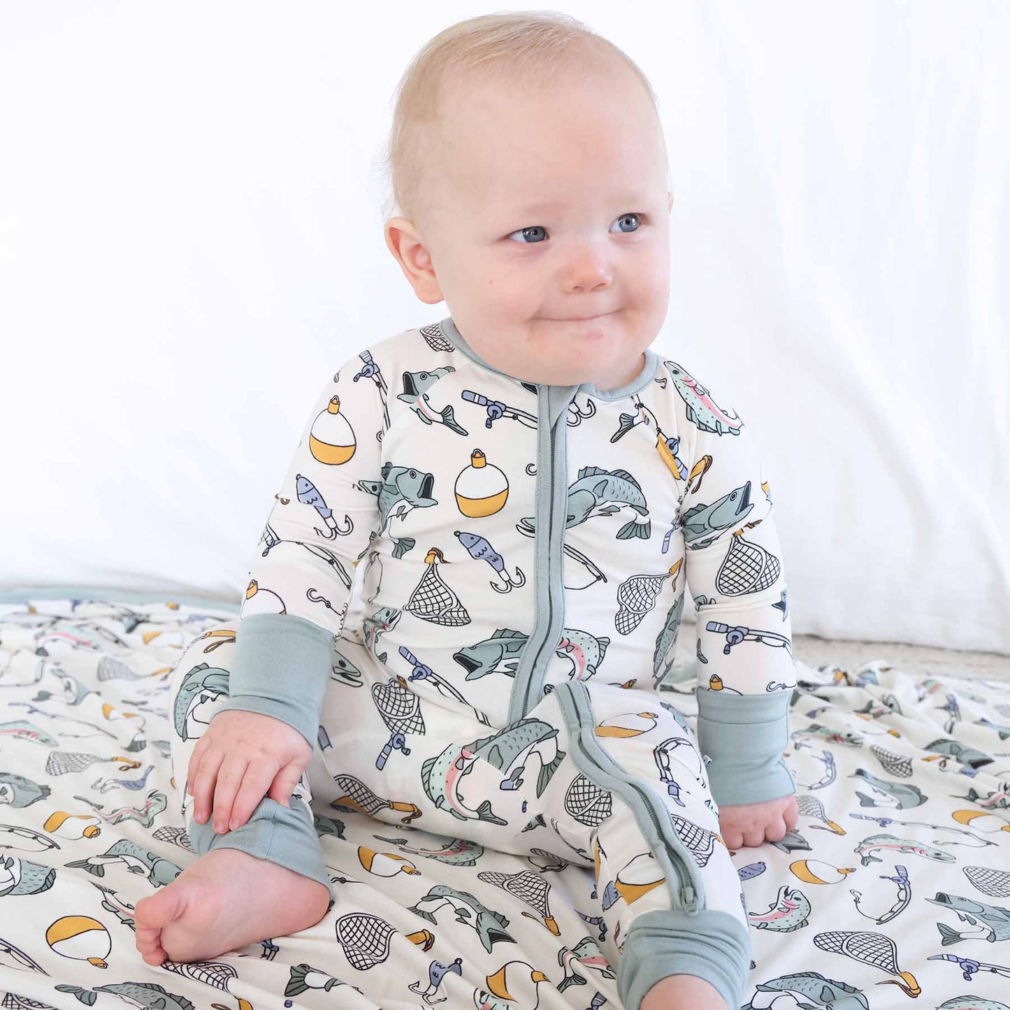 Bamboo Convertible Zip Romper- Catch of the Day