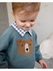 Organic Cotton Bear Check Collar Pullover Sweater