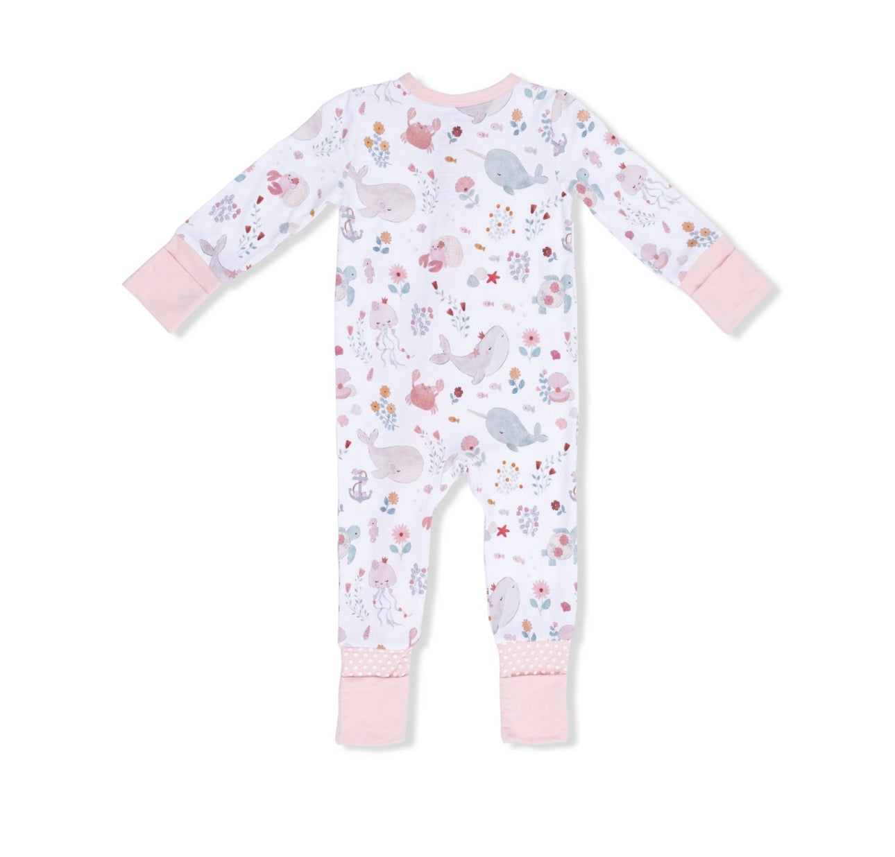 2-Way Zip Bamboo Romper- Garden Sea Creatures