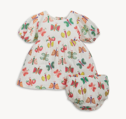 Woven Puff Sleeve Dress- Fruit Flies