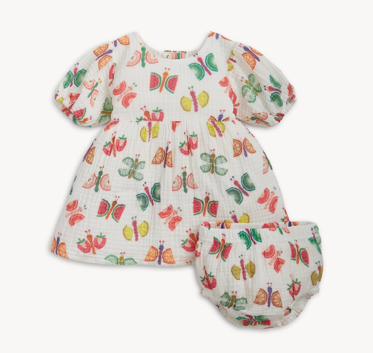 Woven Puff Sleeve Dress- Fruit Flies