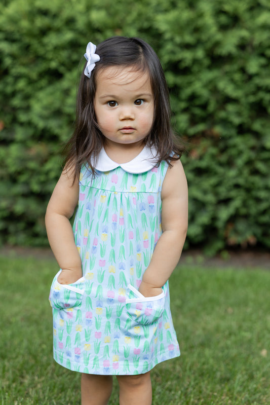 Printed Knit Tulip Pocket Dress