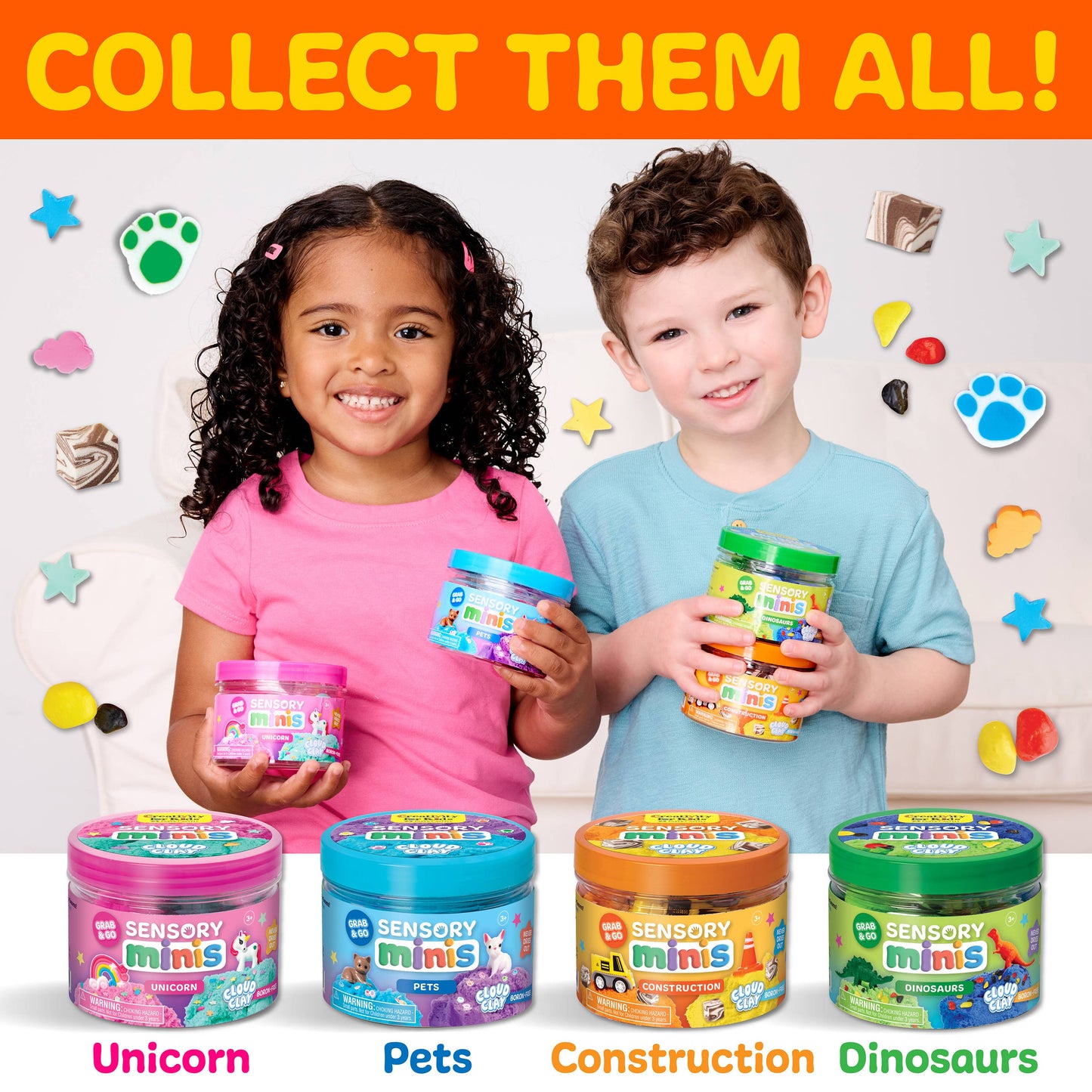 Sensory Mini Play Kit Jar with Cloud Clay: Construction Them