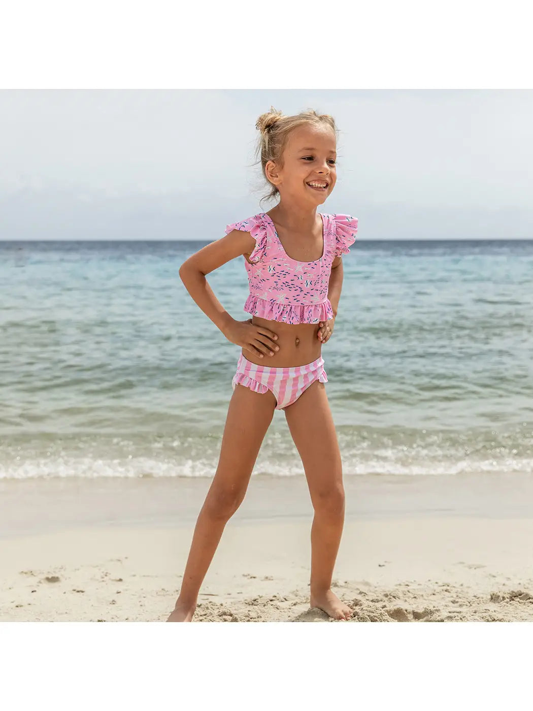 Pink Sea Frilled Crop Bikini