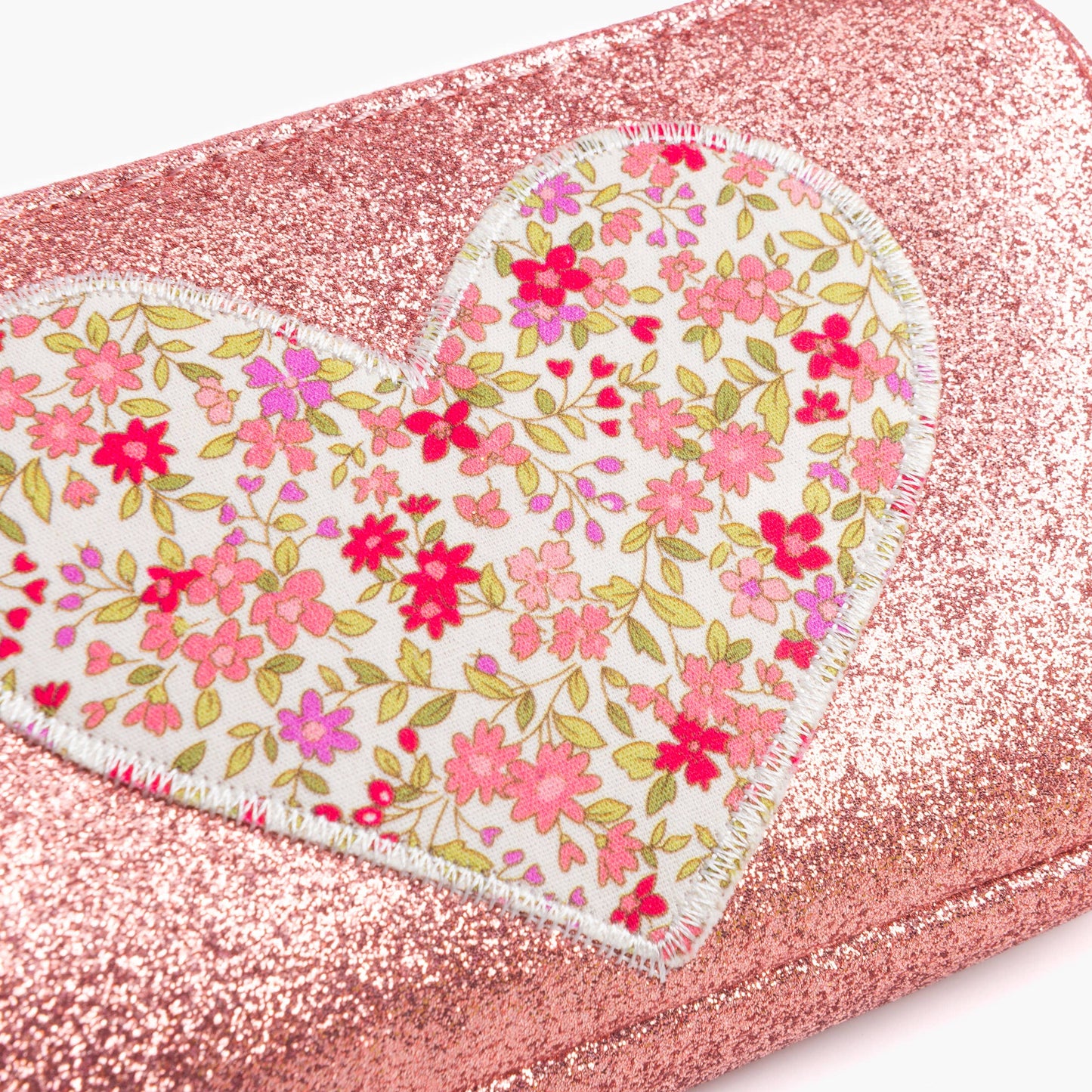 Little Girls Glitter Heart Purse- Rose Pink