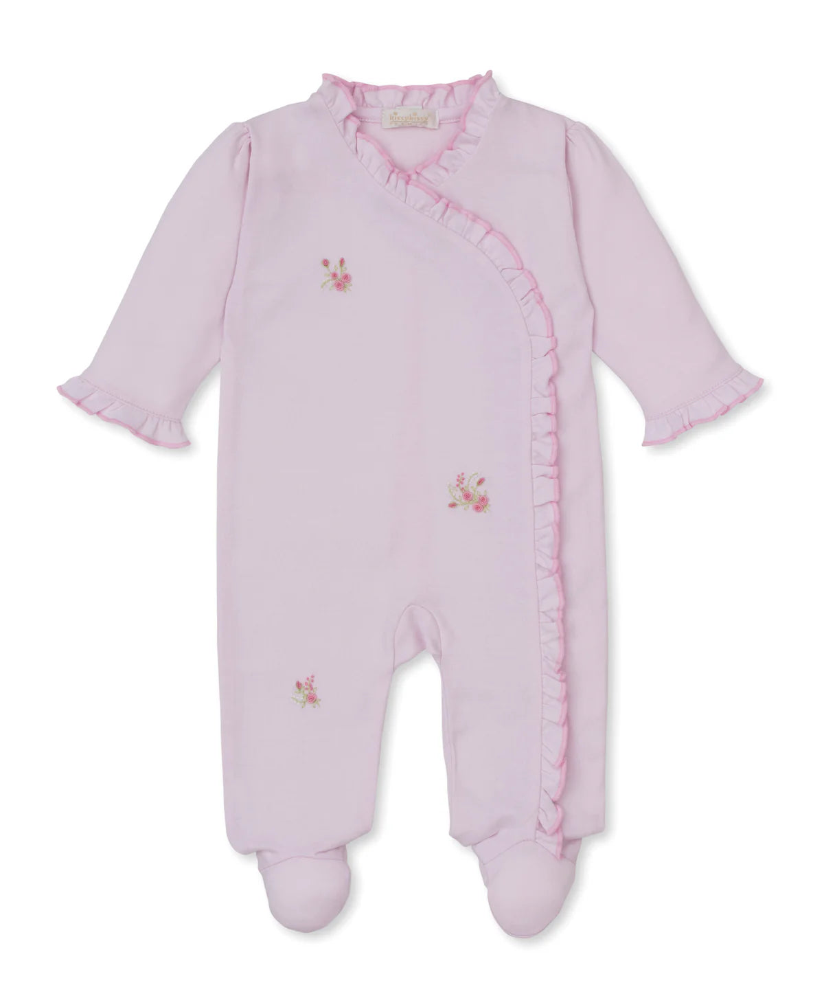 Hand Embroidered Pima Cotton Footie- Roses