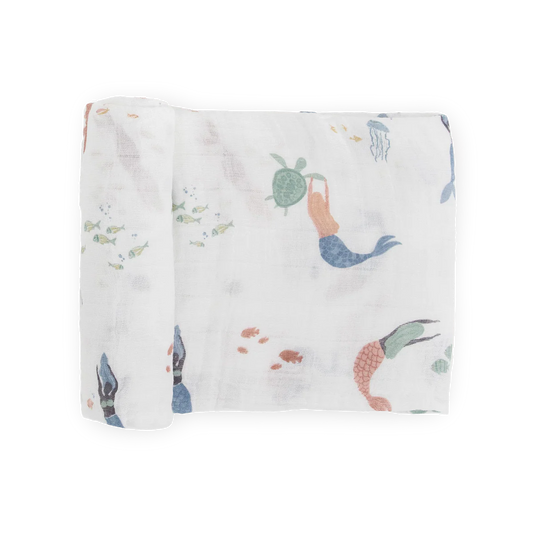 Cotton Muslin Swaddle- Mermaids