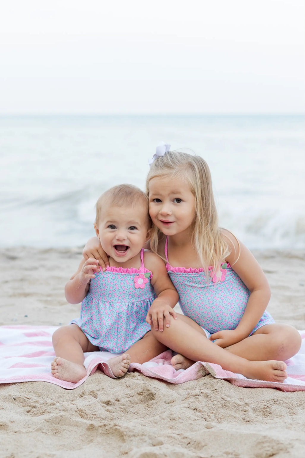 Florence Eiseman Floral Bubble Swimsuit With Flower 12mo & 18mo