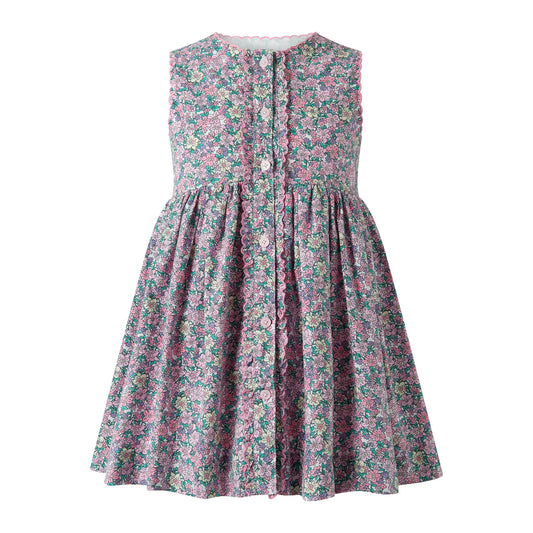 Scalloped Floral Button Front Dress