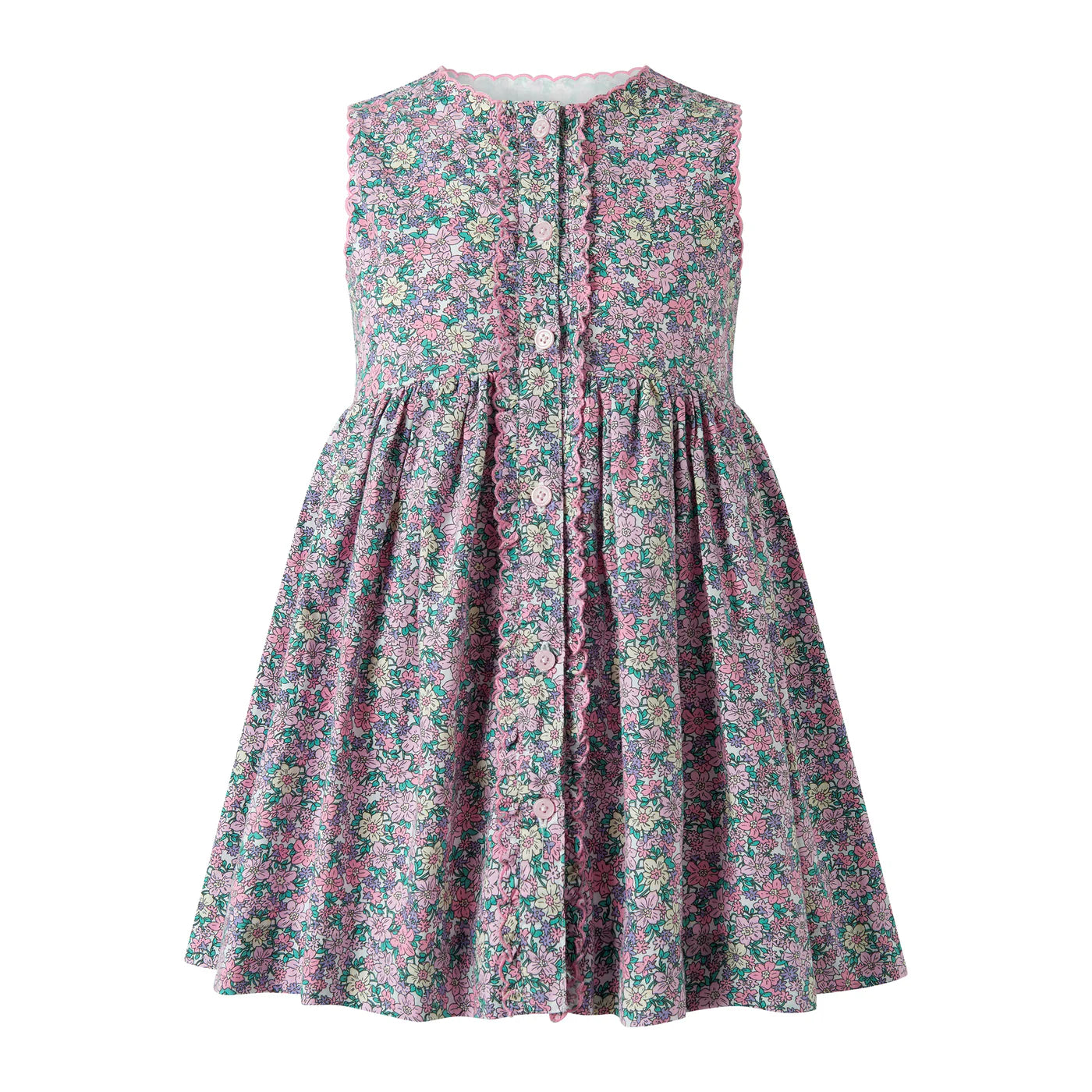 Scalloped Floral Button Front Dress