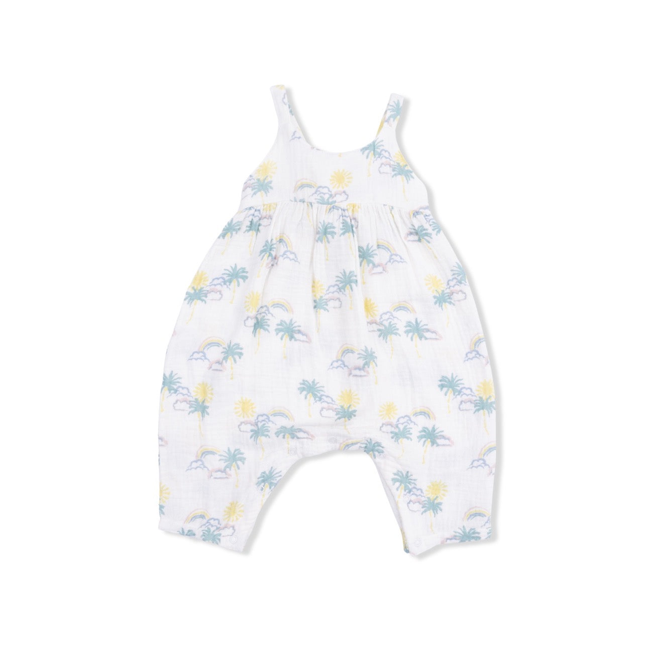 Organic Cotton Tie Back Romper- Palm Tree