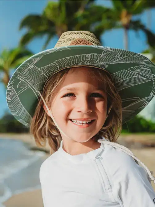 UPF50 Straw Lifeguard Hat- Banana Leaves