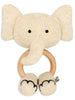 Scallop Edge Knit Baby Blanket + Elephant Rattle Gift Set