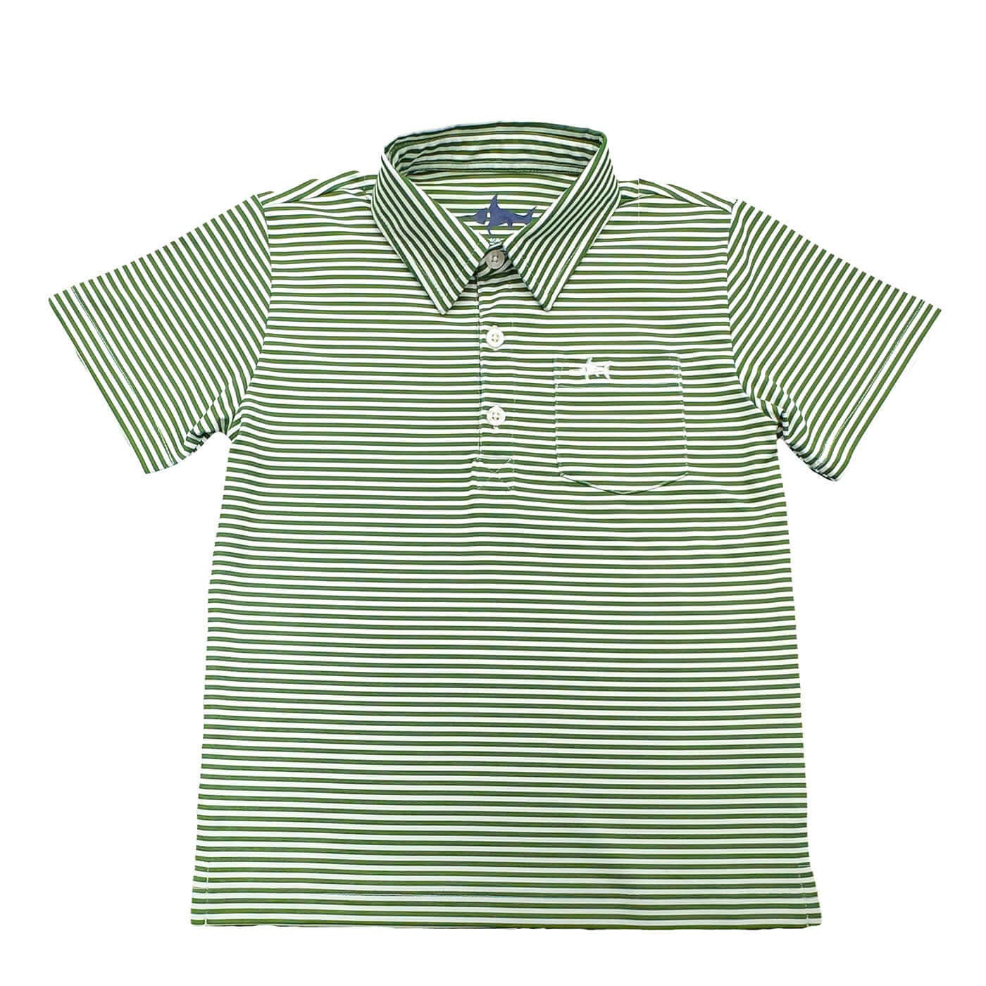 Inshore Performance Polo- Green Stripe 