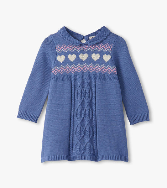 Hearts Cable Knit Sweater Dress