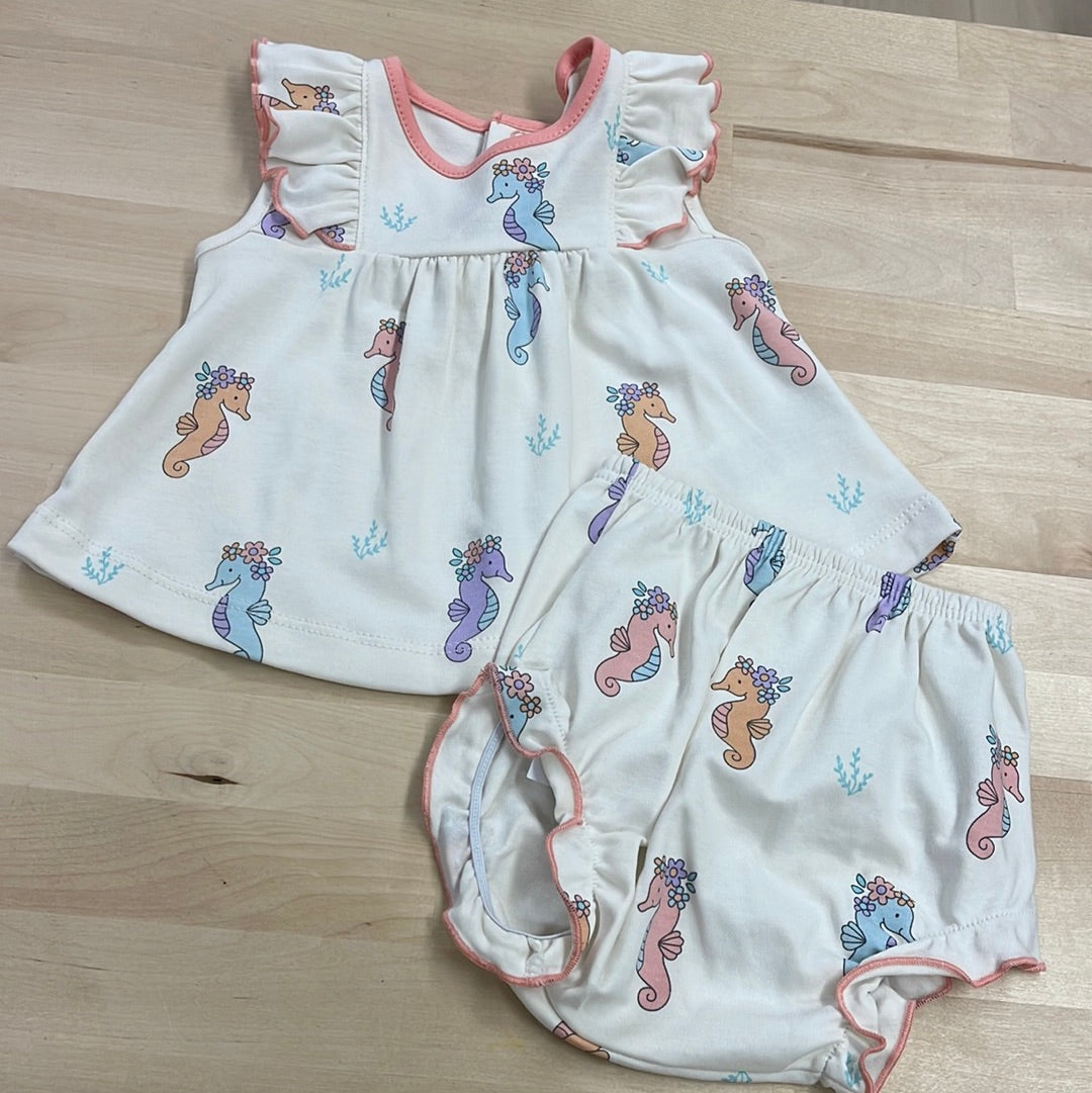 Kissy Kissy Sunsuit Set- Seahorse Party