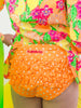 Girls Neon Squeeze the Day Scallop Hem Long Sleeve Rash Guard 2-Piece Swimsuit with Signature Rear Ruffles