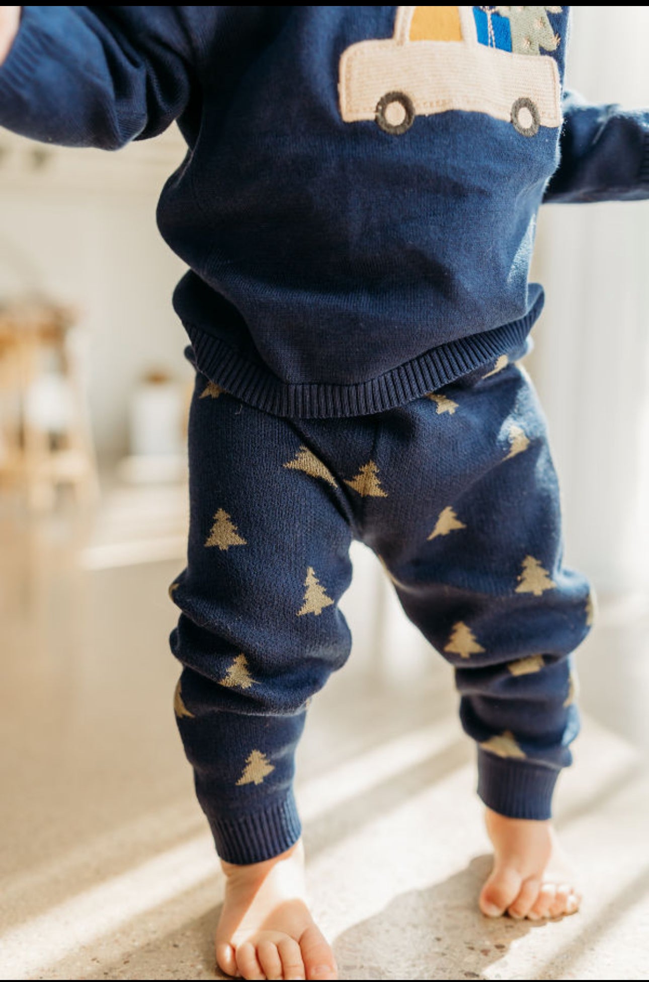 Organic Cotton Jolly Truck Appliqué Sweater Set
