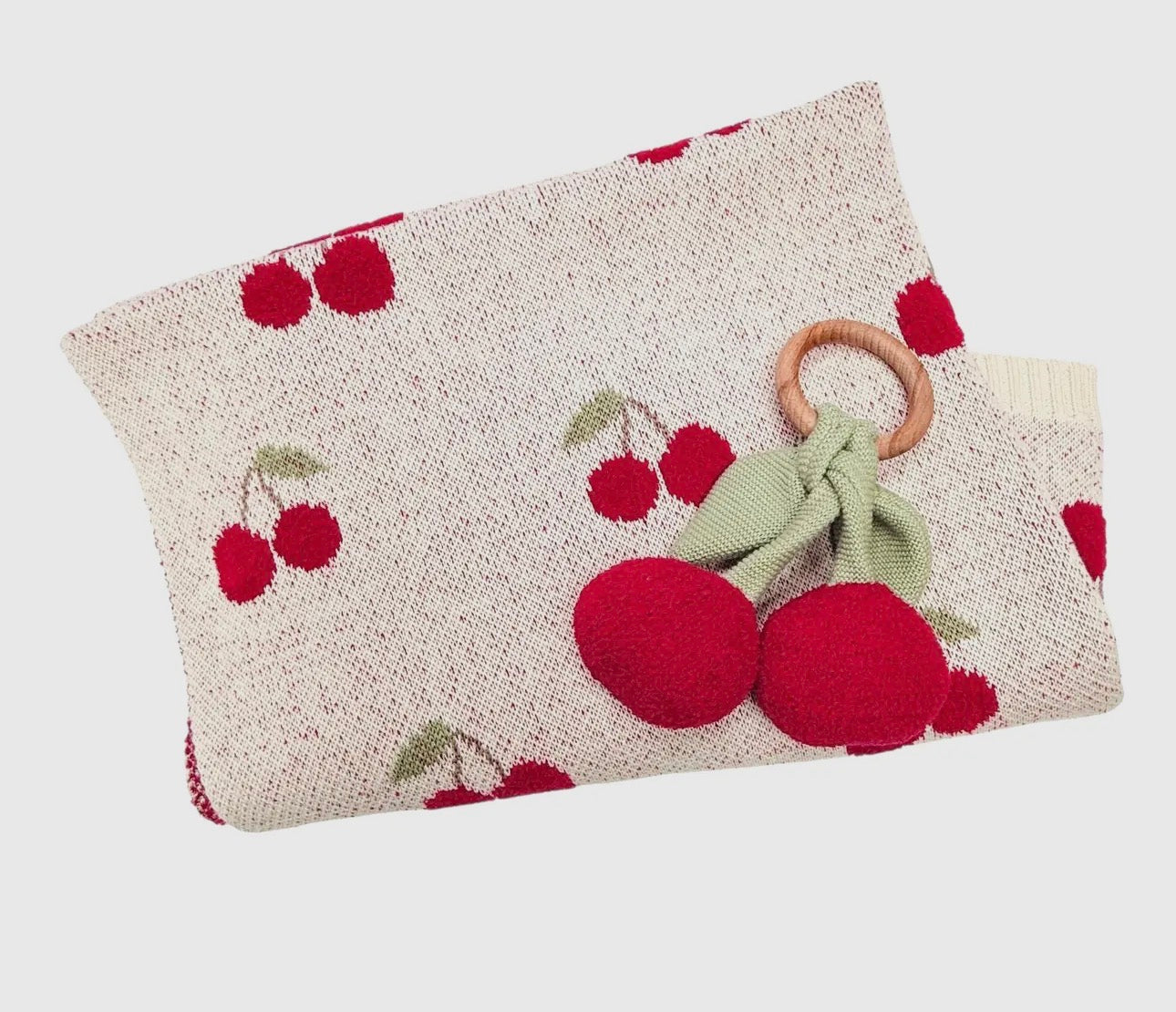 Organic Cotton Knit Blanket & Toy- Cherry