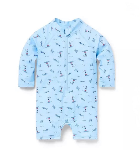 UPF50 Baby Rashguard- Blue Bunting