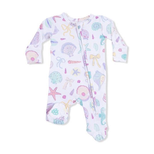 Bamboo Ruffle Footie- Beach Days