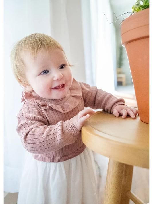 Ruffle Neck Sweater Knit Top & Tutu Dress