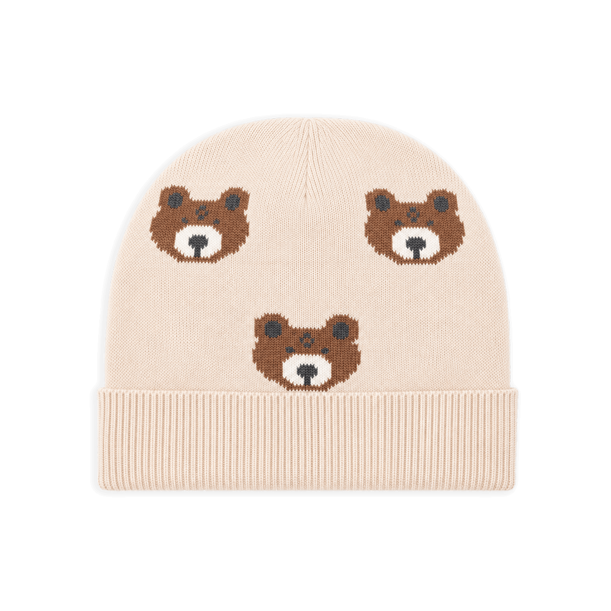 Bear Sweater Knit Round Baby Beanie Cap (Organic Cotton)