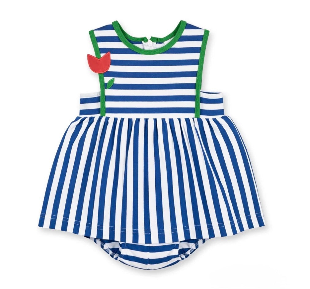 Stripe Knit Romper With Tulip