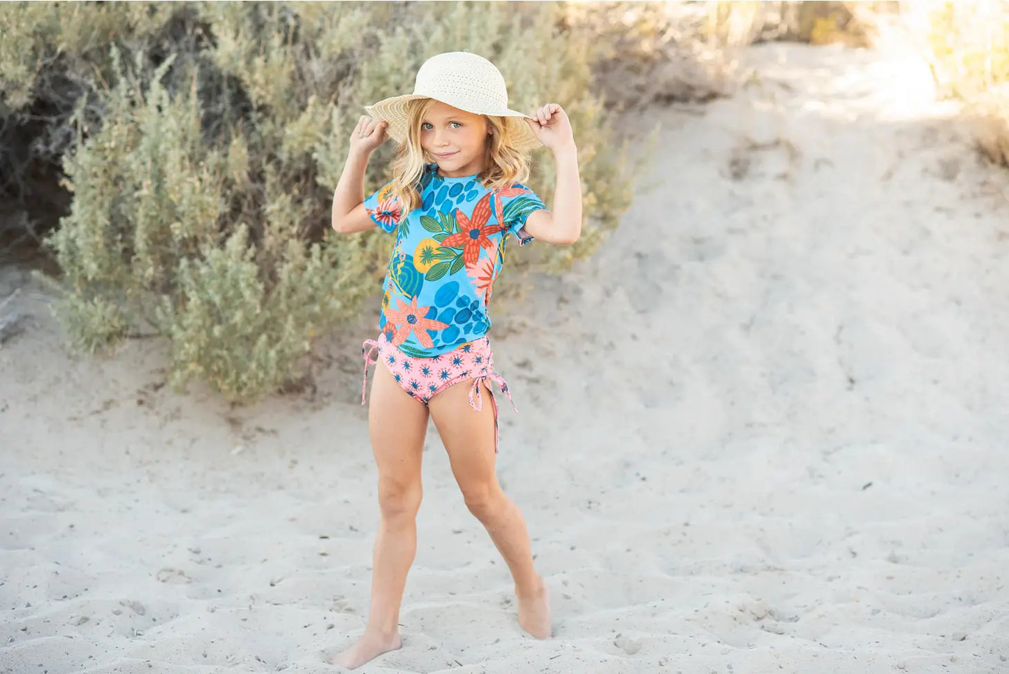 Sapphire Tropical Rash Guard Swimsuit