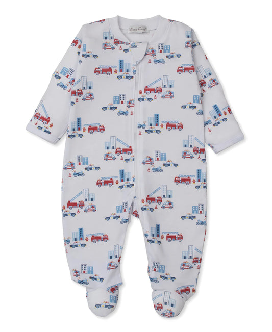 Pima Cotton Zip Footie- Rescue Raid